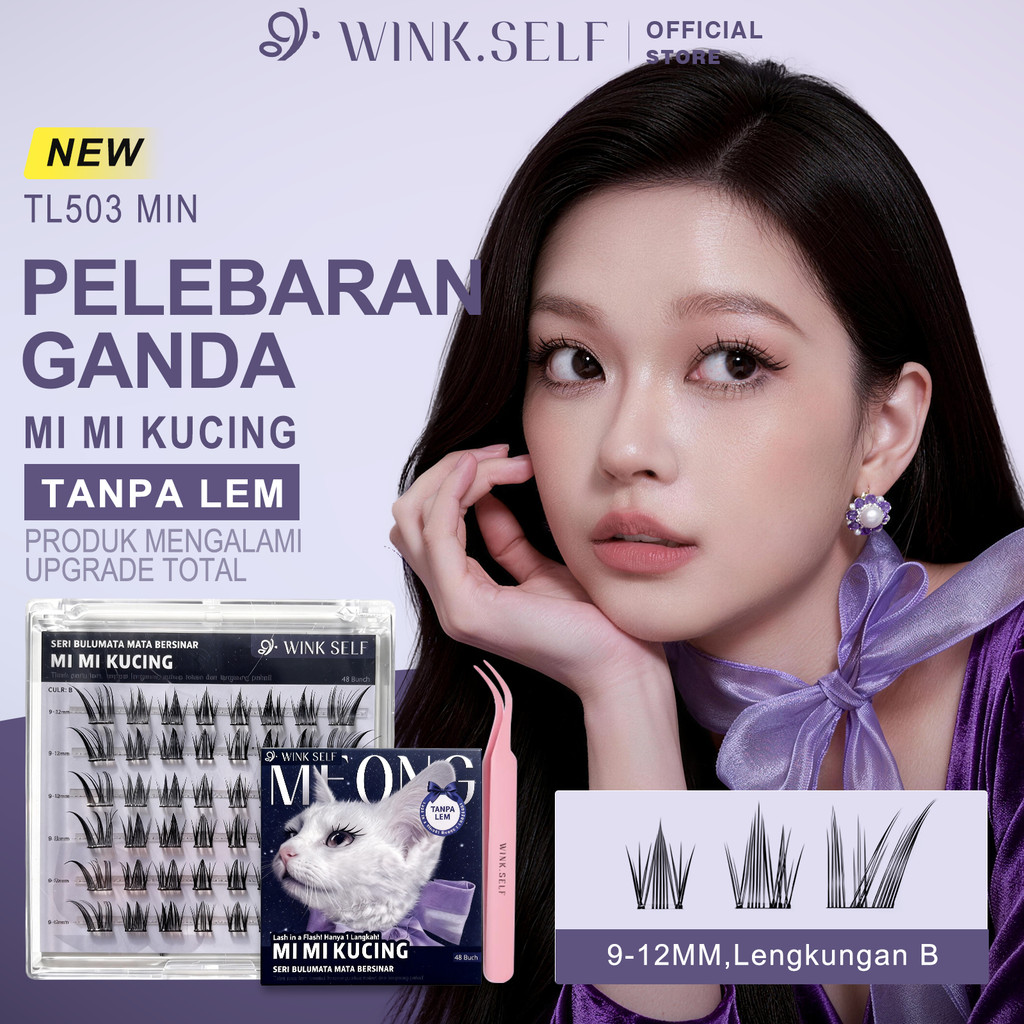[TANPA LEM] WINK.SELF TL-503MIN Bulu Mata Palsu Tidak diperlukan lem  Langsung Ditempelkan Bulumata 