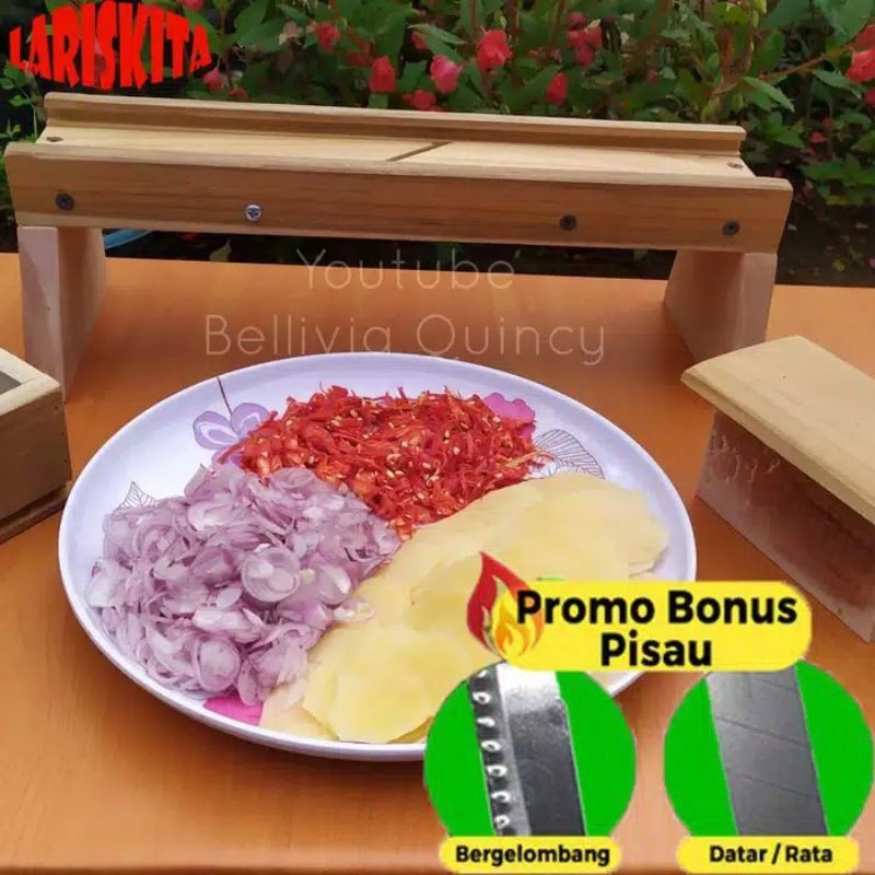 PROMOUK JUMBO PENGIRIS SERBAGUNA / PEMOTONG KENTANG PENGIRIS KENTANG PEMOTONG BAWANG KAYU JATI ASLIM