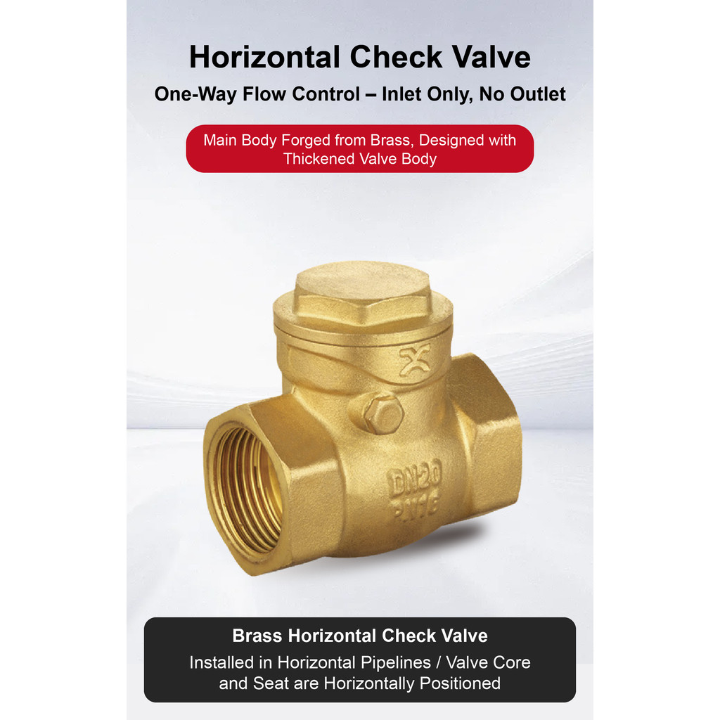 Brass Threaded Horizontal Swing Check Valve 12 1 2 Inch DN15 DN50 One Way Non Return Backflow Preven