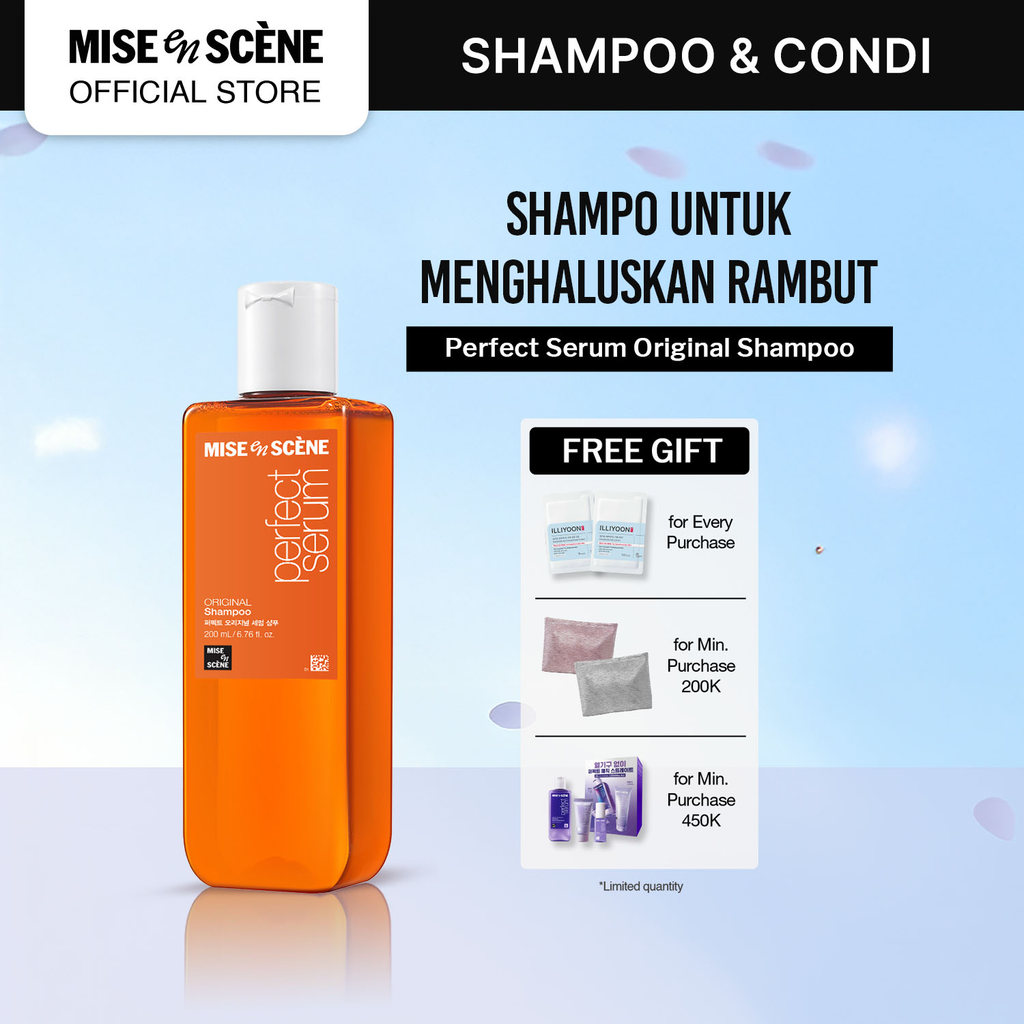 mise en scene Perfect Serum Original Shampoo 200ml - Shampoo Rambut Rusak Melembutkan Tanpa Kusut An