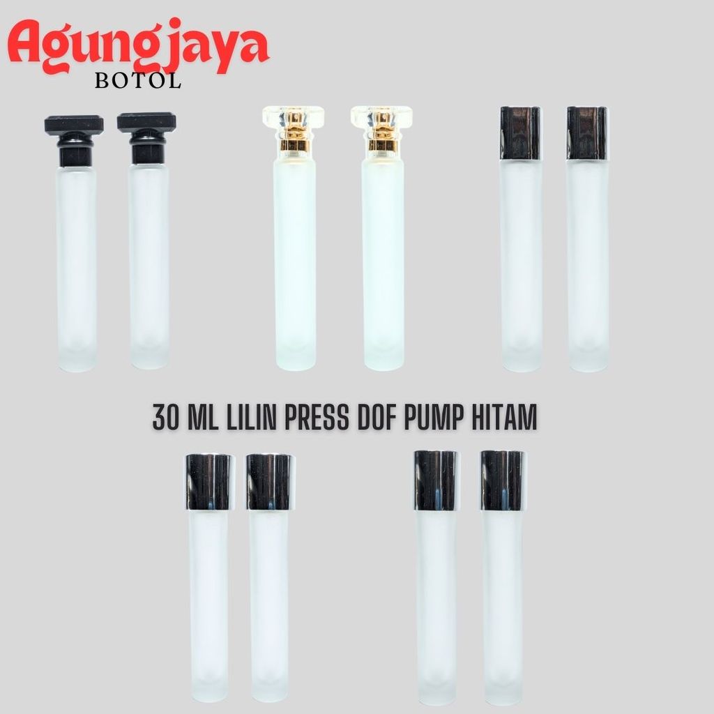 Botol Kaca Parfum 30 Ml Lilin Press Doff Pump Silver / Botol Kaca Parfum 30 Ml /  Botol Kaca / Botol