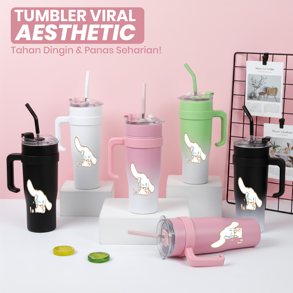 Tumbler Botol Air CINNAMOROLL Trendy tahan panas dingin Tumbler Botol Air Tahan Lama Tahan Asam dan 