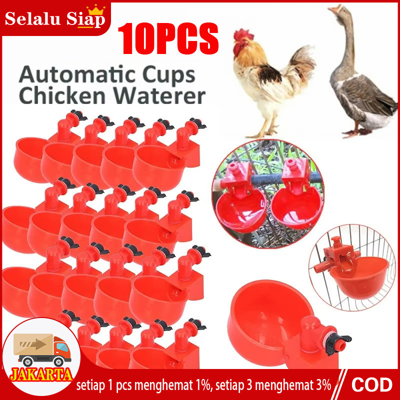 10PCS Cangkir Air Ayam Plastik Mangkuk Minum Merah untuk Peternakan Kandang Anak Ayam Bebek Angsa Ka