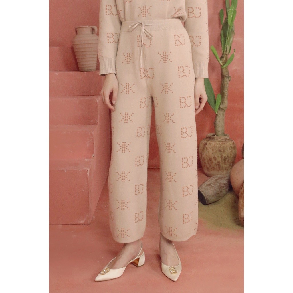 Benang Jarum Khanum Knit Pants - Cream