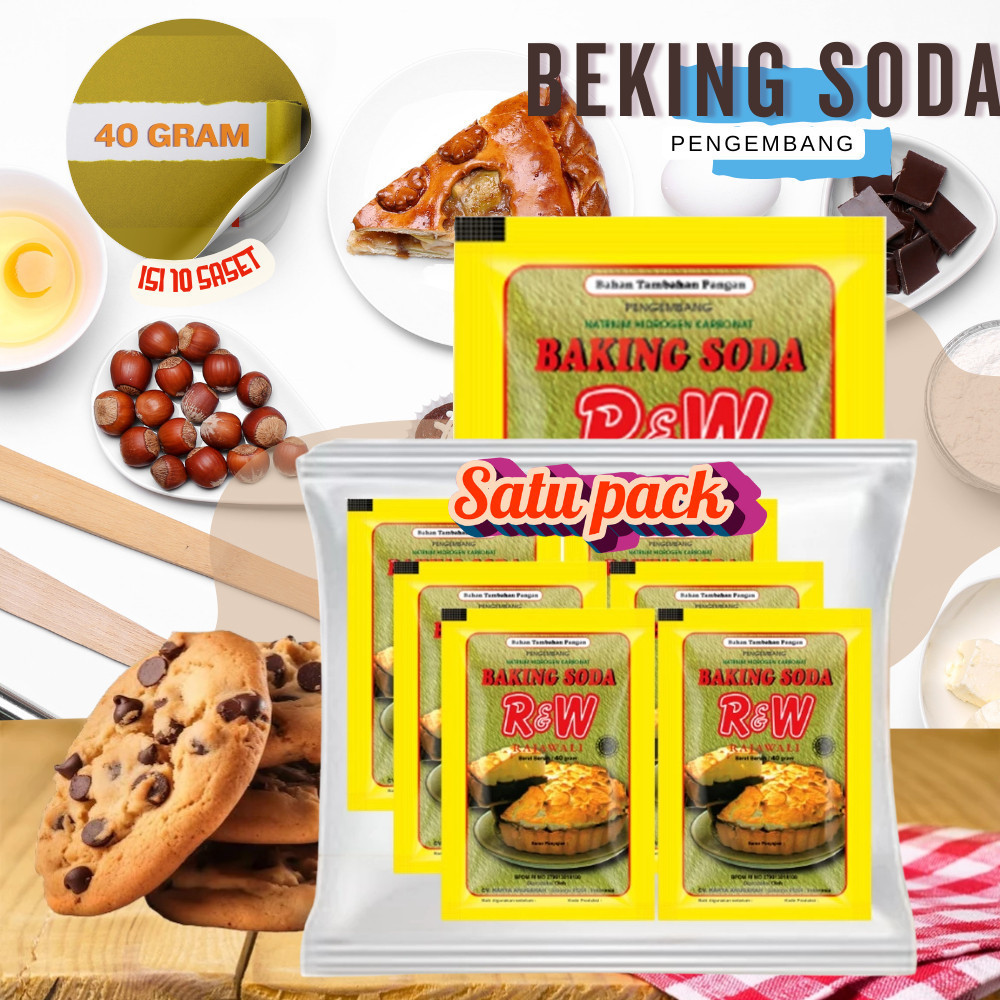 Soda Kue Baking Soda Pengembang Kue Rajawali R&W RW 40 g 1 Pack kuning / Soda Kue Rajawali /KUNING