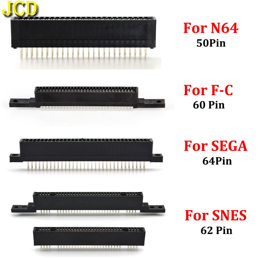 JCD 1 Piece 2.5mm 50Pin 62Pin 60Pin 64Pin Game Cartridge Card Slot Connector For N64 SFC SNES SEGA G
