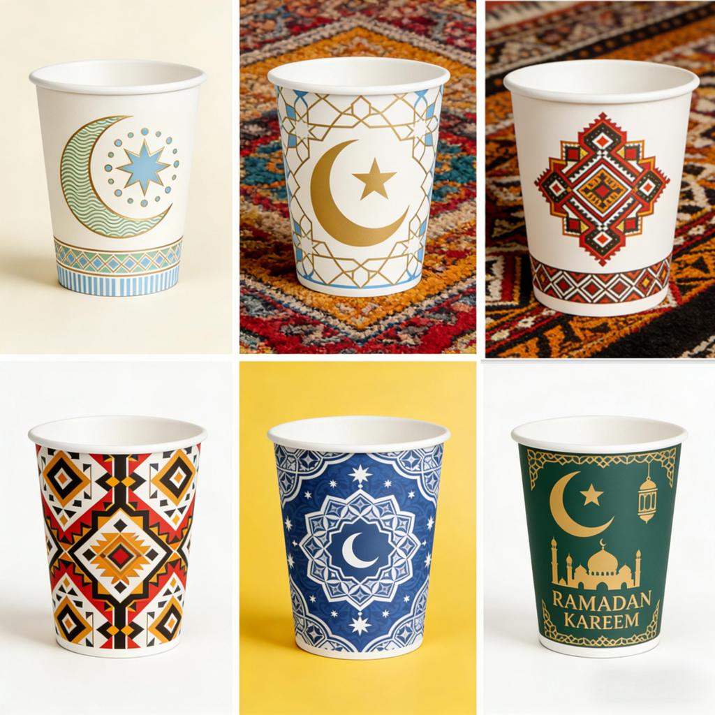 [50pcs] Paper Cup Custom Tema Ramadan Kareem | Gelas Kertas Hot Cup 8oz 12oz 16oz 22oz | Double/Sing