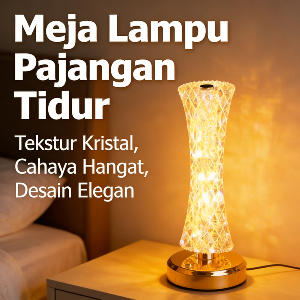 Lampu Meja Kristal Mewah Tidur Pajangan