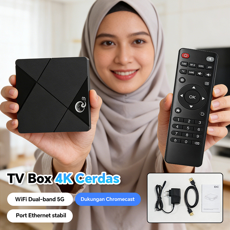 Android Set Top Box Q3 WiFi6 Dual Band 2.4G 5G RAM 8GB ROM 128GB, Voice Search & Chromecast, Streami