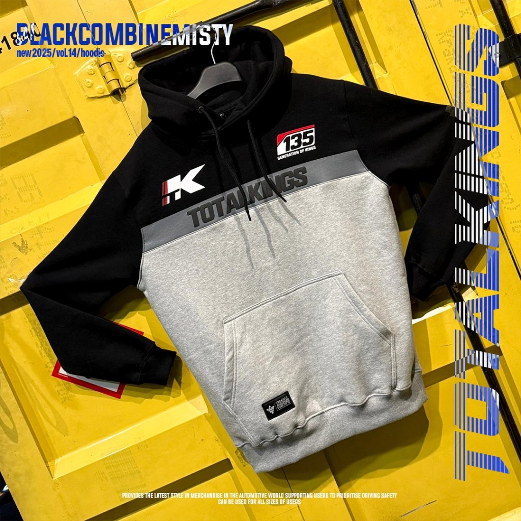 HOODIE TOTAL KINGS BLACK GRAY MISTY COMBINE LIMITED EDITION