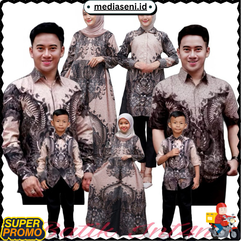 NEW Gamis Couple Keluarga  | Set Gamis Kemeja Batik Terbaru Lebaran 2025 MDS