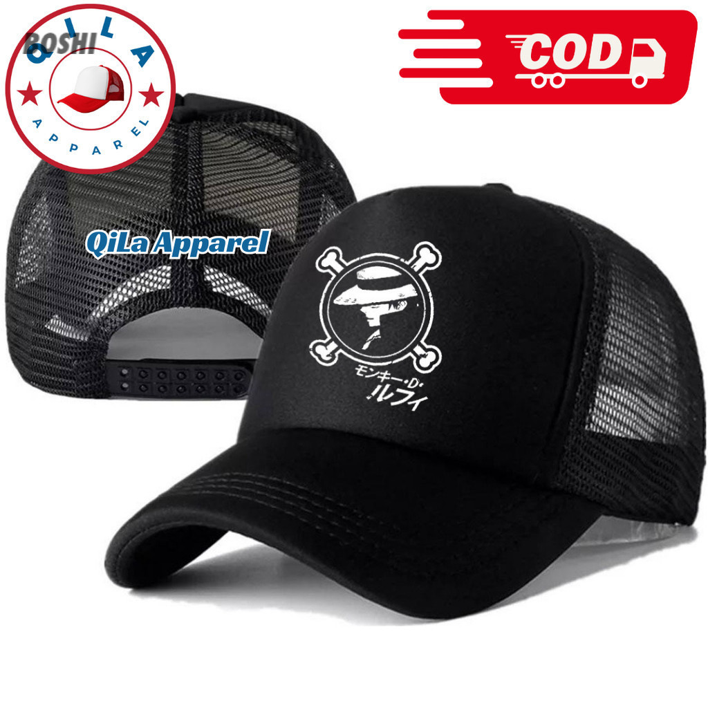 Topi Trucker ONE PIECE - Topi Distro ONE PIECE Logo - Topi ONE PIECE Premium - Topi Pria Dewasa - To