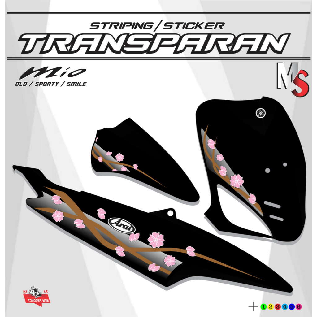 STIKER MOTOR Striping Transparan Mio Sporty Sakura Arai VZ Ram Livery MS002