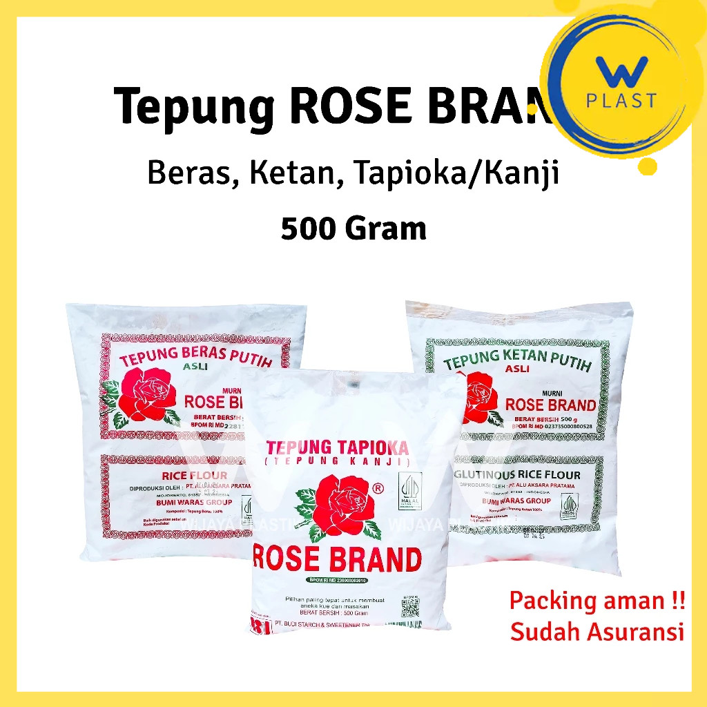Tepung ROSE BRAND (Ketan,Beras,Tapioka) --- 500 gr @Pack | 200 gr 1 KG  rosebrand sania jajan pasar 