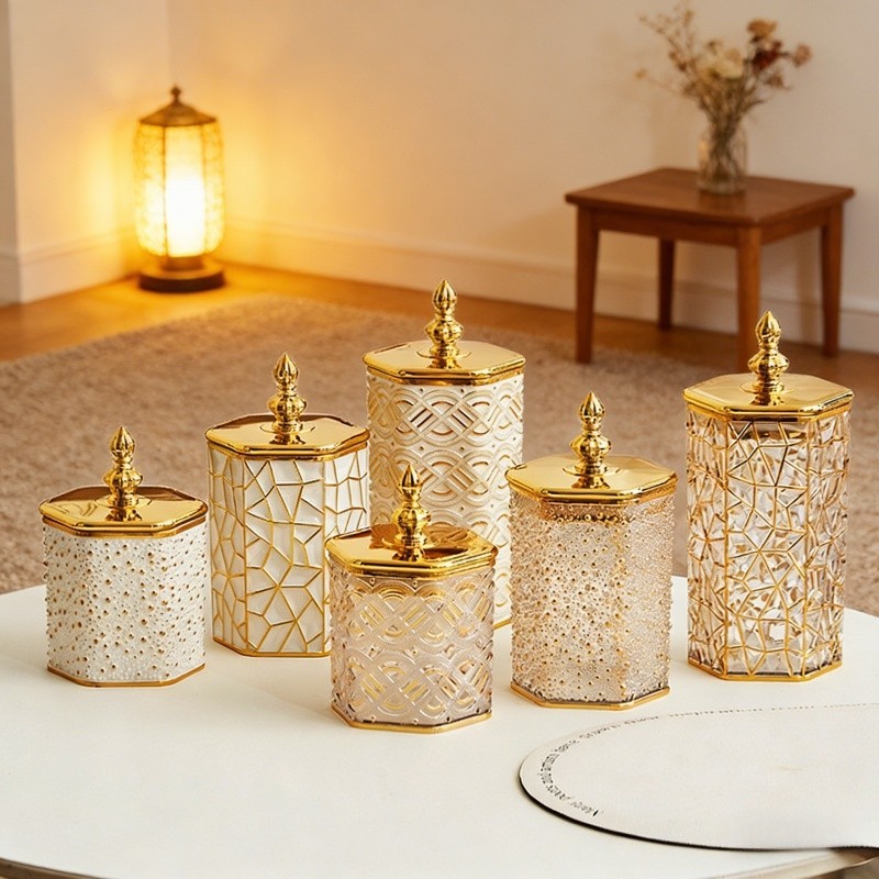 Toples Titik Emas Set Mewah Toples Penyimpanan Makanan Toples Kue Lebaran Toples Plastik Aesthetic T