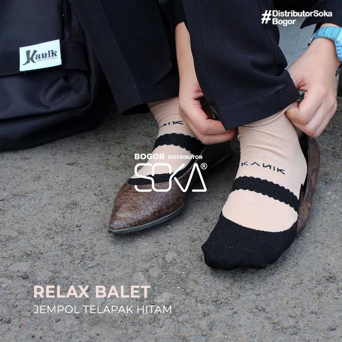 Kanik Relax - Kaos Kaki Telapak Hitam Motif Unik - Balet Sandal Flat - Balet sock, Cream