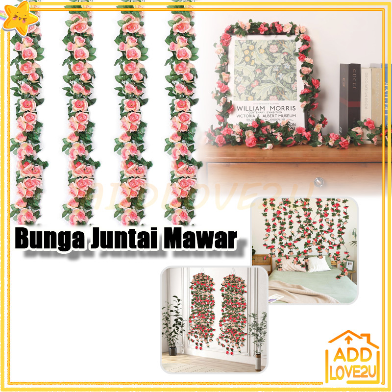 Bunga Rambat Mawar Plastik Tanaman Rose/Bunga Rambat Hias Plastik/Daun Rambat Bunga