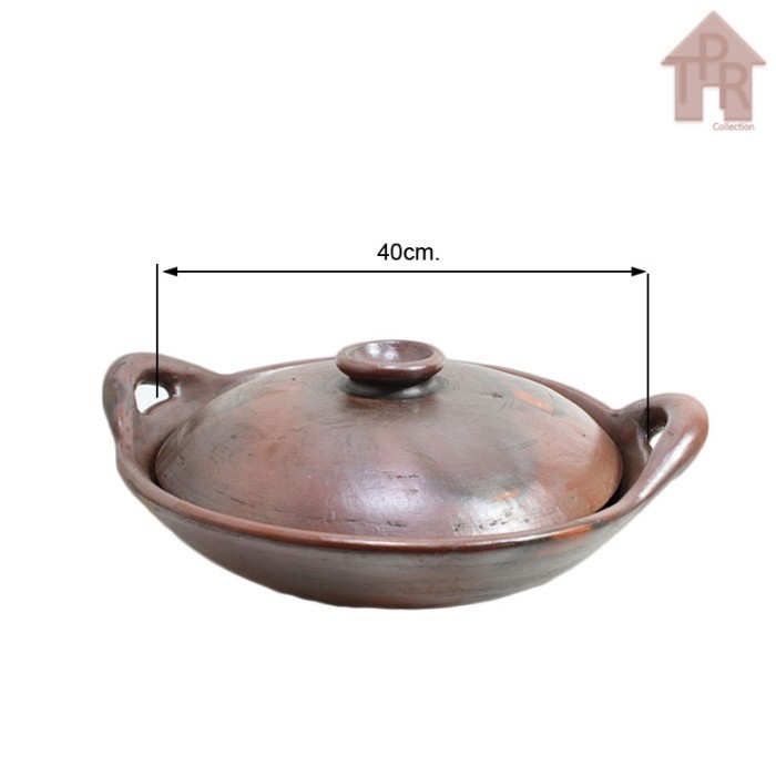 Gerabah - Wajan Besar 40CM Tanah Liat Food Grade Natural Unik Antik Untuk Plating Buffet Katering Ho
