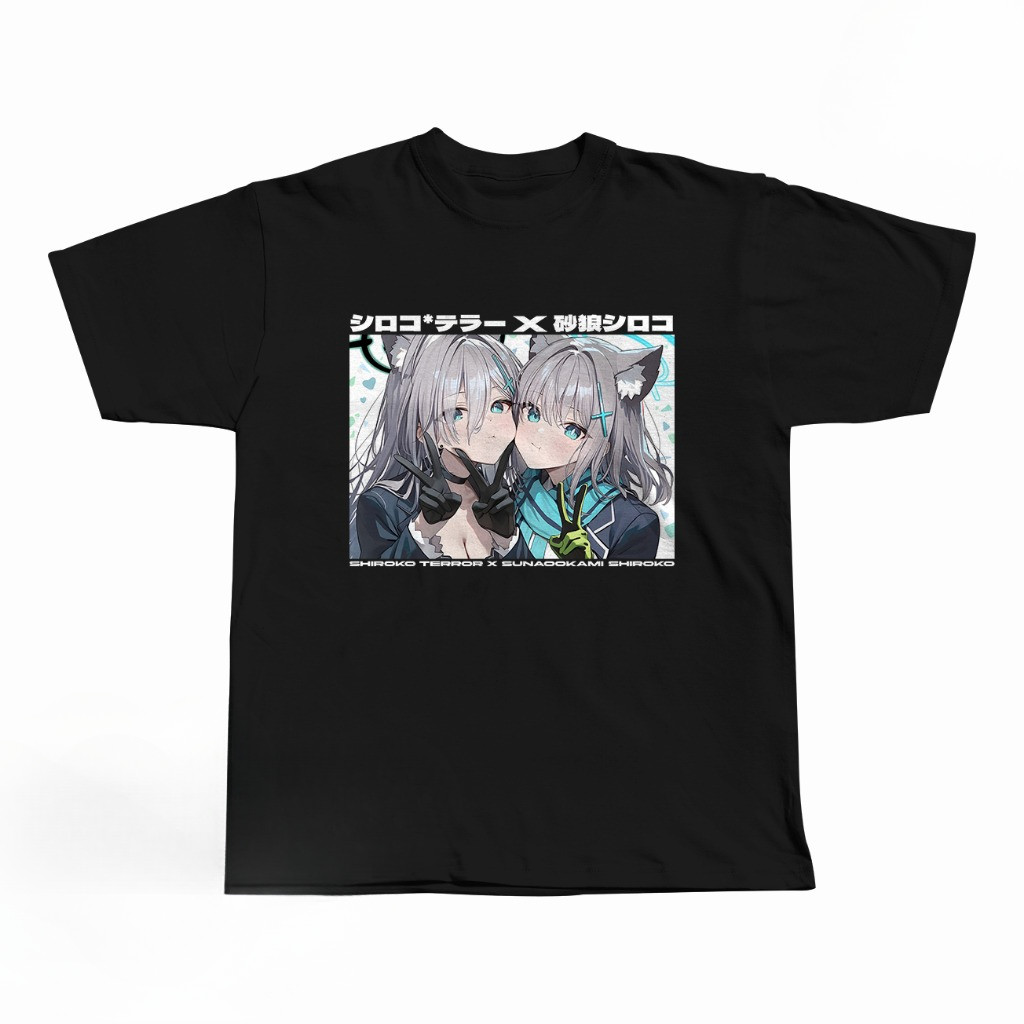 Kaos Anime SUNAOOKAMI SHIROKO X SHIROKO TERROR V2 BLUE ARCHIVE Game Jepang Distro Unisex