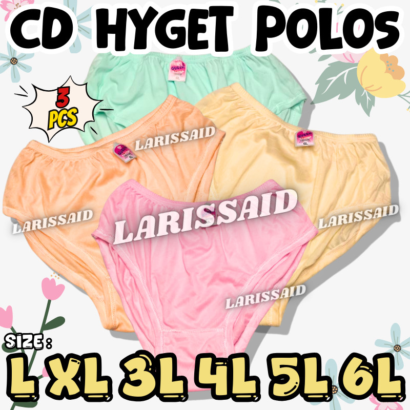 3 pcs Celana Dalam Jumbo Wanita 3L 4L 5L 6L CD Lusinan Grosir Haid Nifas HYGET POLOS