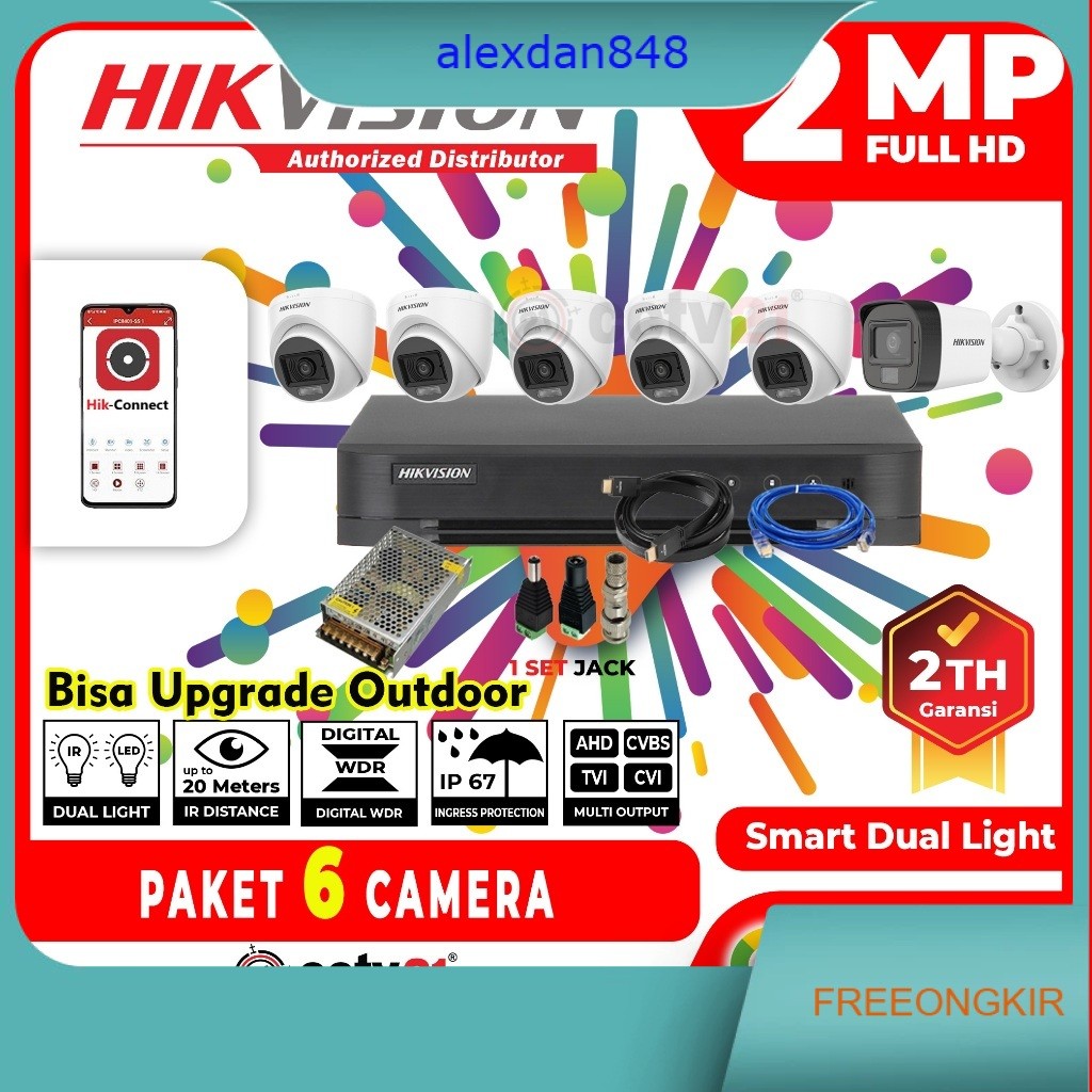 Paket CCTV HIKVISION 6 Channel Kamera 6CH 2MP Harga Promo CCTV21