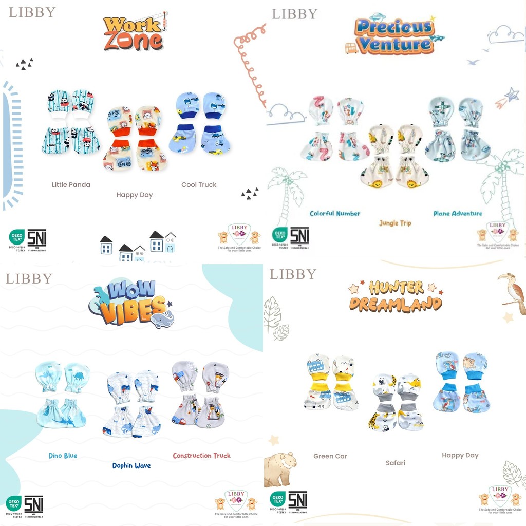 Libby 3bks sarung tangan kaki bayi