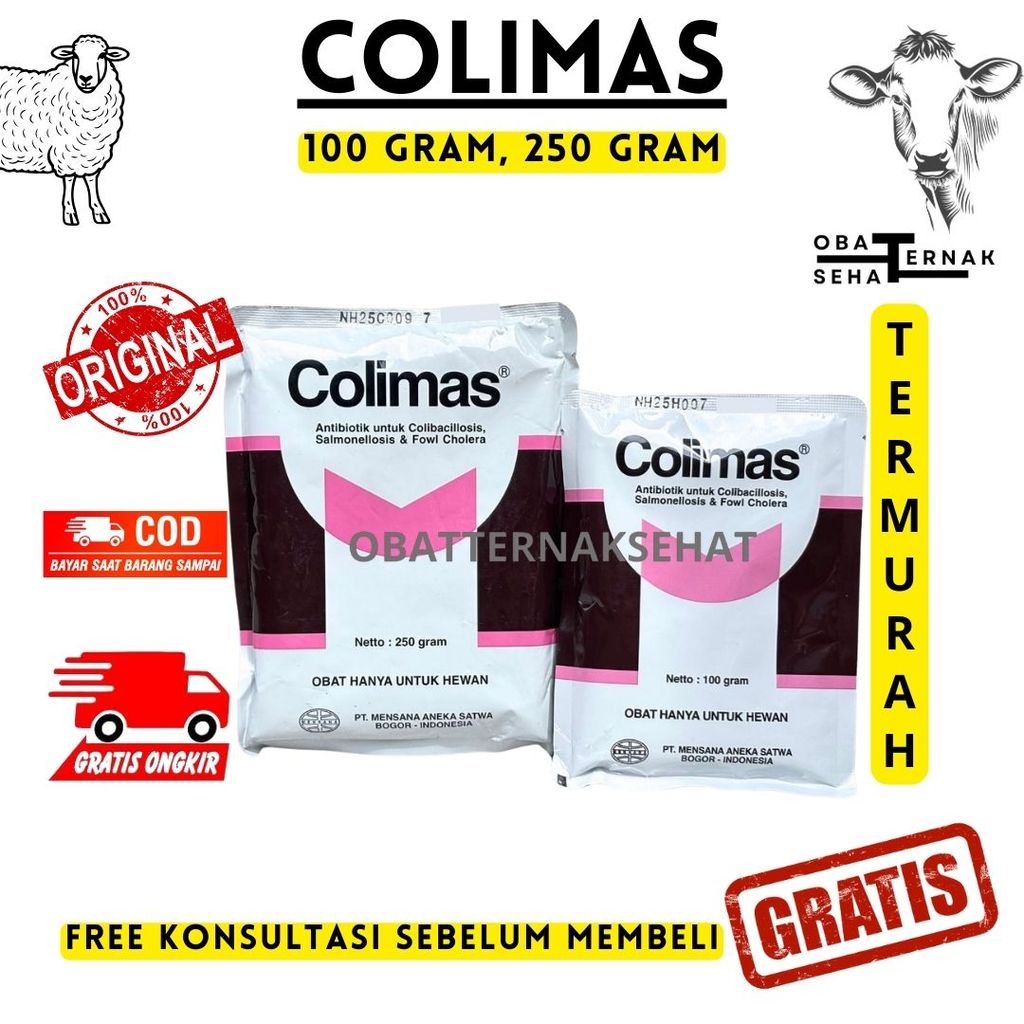 COLIMAS 100 GRAM & 250 GRAM MENSANA - Obat Colibacilosis Salmonella Fowl Cholera Unggas Mensana