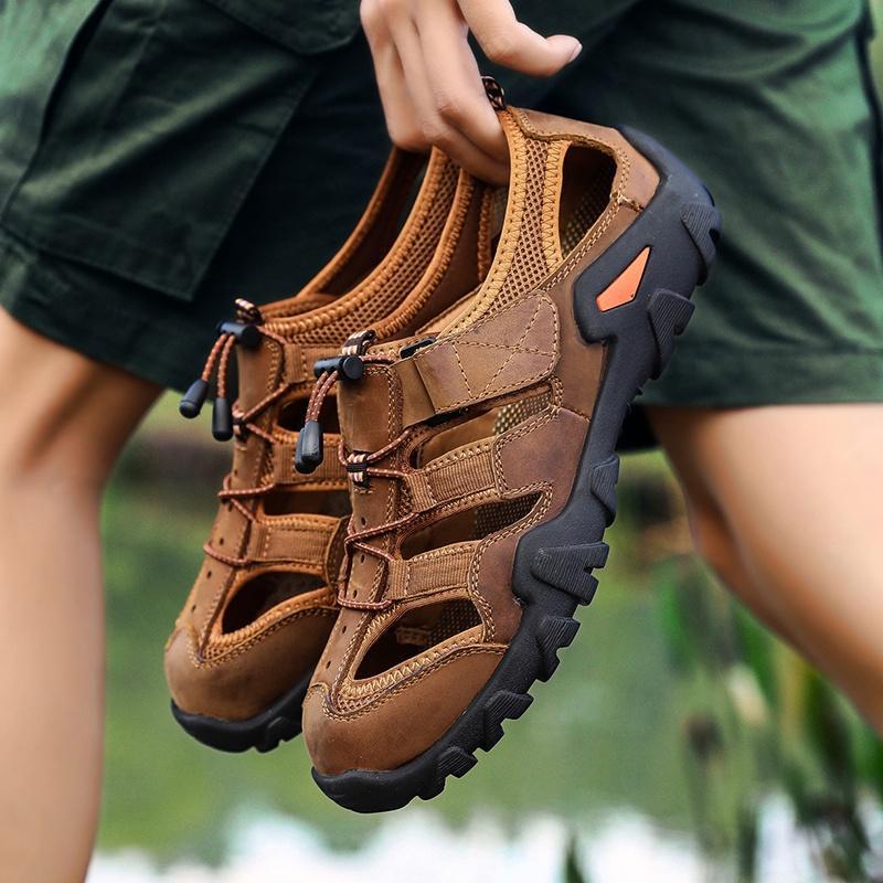 Sepatu Sandal Gunung Pria Trekking/Hiking  bahan kulit - Import