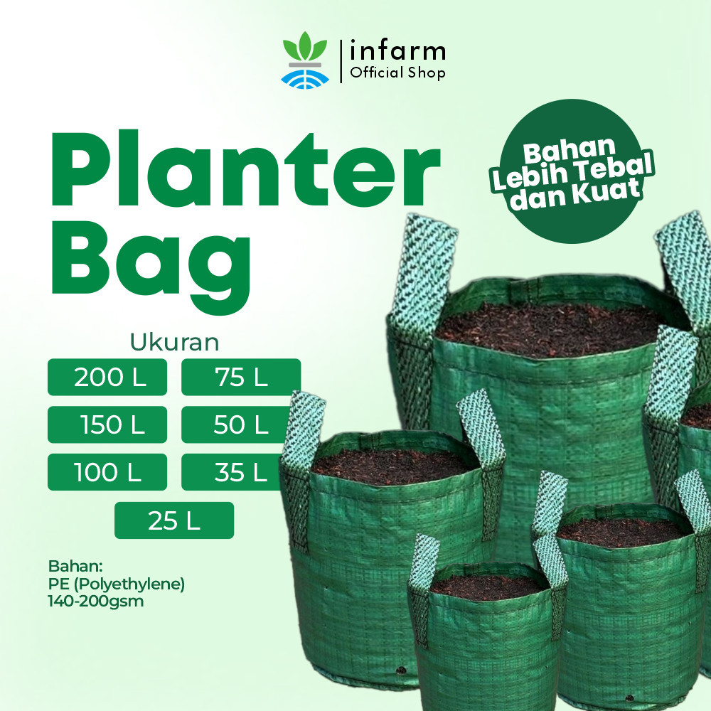 INFARM - Planter Bag 18 25 35 50 75 100 150 200 Liter Pot Tanaman Tebal Berkualitas Bahan PE Premium