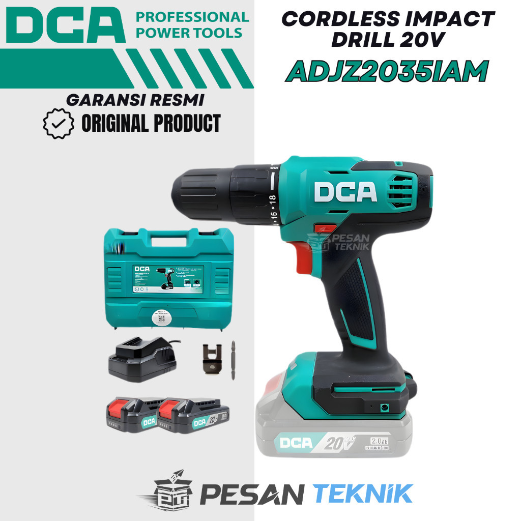 Mesin Bor Baterai Cordless Impact Drill 20V DCA ADJZ2035iAM
