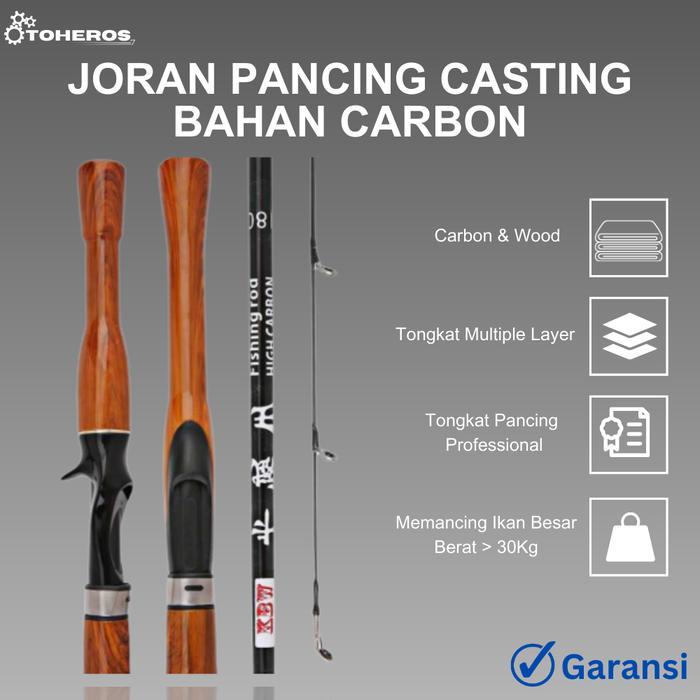 Joran Pancing Casting Murah Bahan Carbon Gun Handle Joran Baitcasting - Satu Set