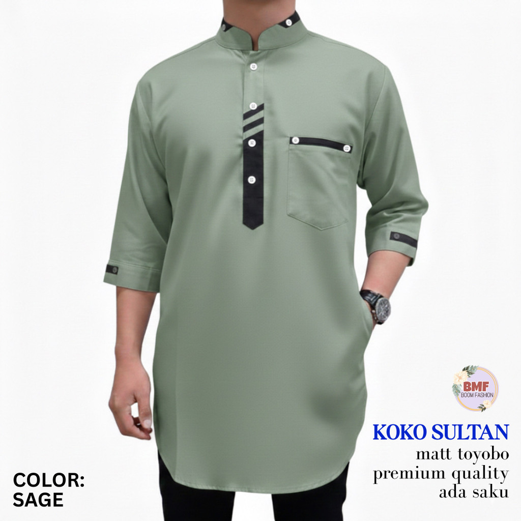 DF - Koko Kurta Sultan M L XL XXL 3XL Koko Pria Jumbo Baju Muslim Pria Koko Qurta