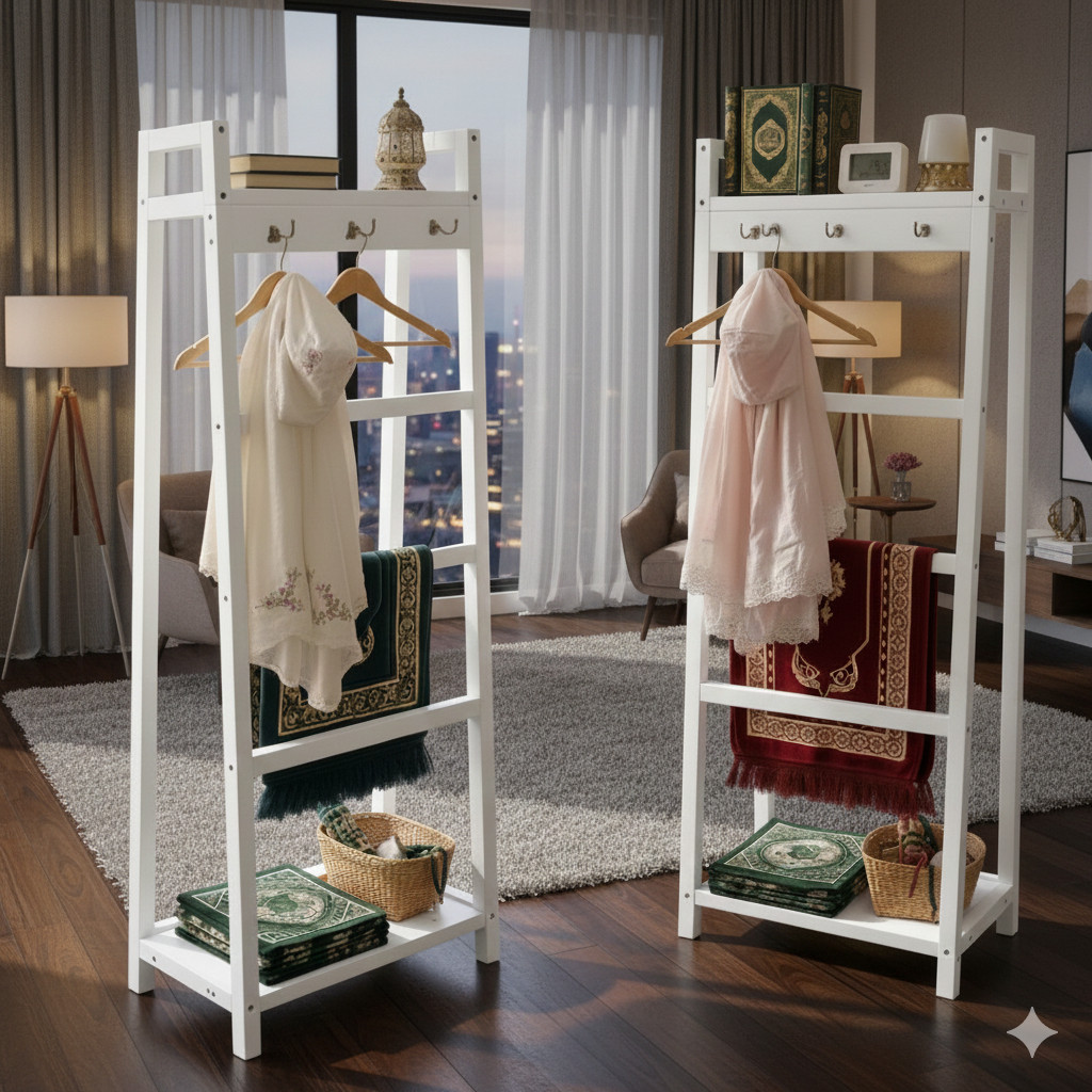 RAK SAJADAH RAK MUKENA RAK ALQURAN -COKLAT PERNIS rak  serbaguna kekinian minimalis