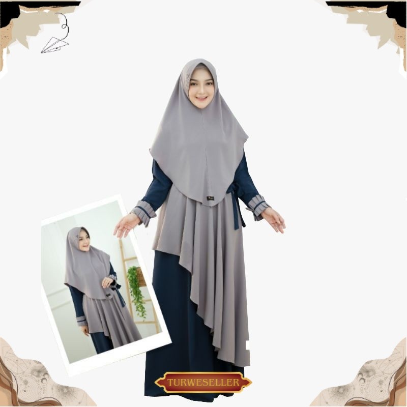 Lebaran Baju Muslim Wanita ABG Dan Dewasa Plus Kerudung / Model Gamis Kekinian Syari Terbaru 2025 TW