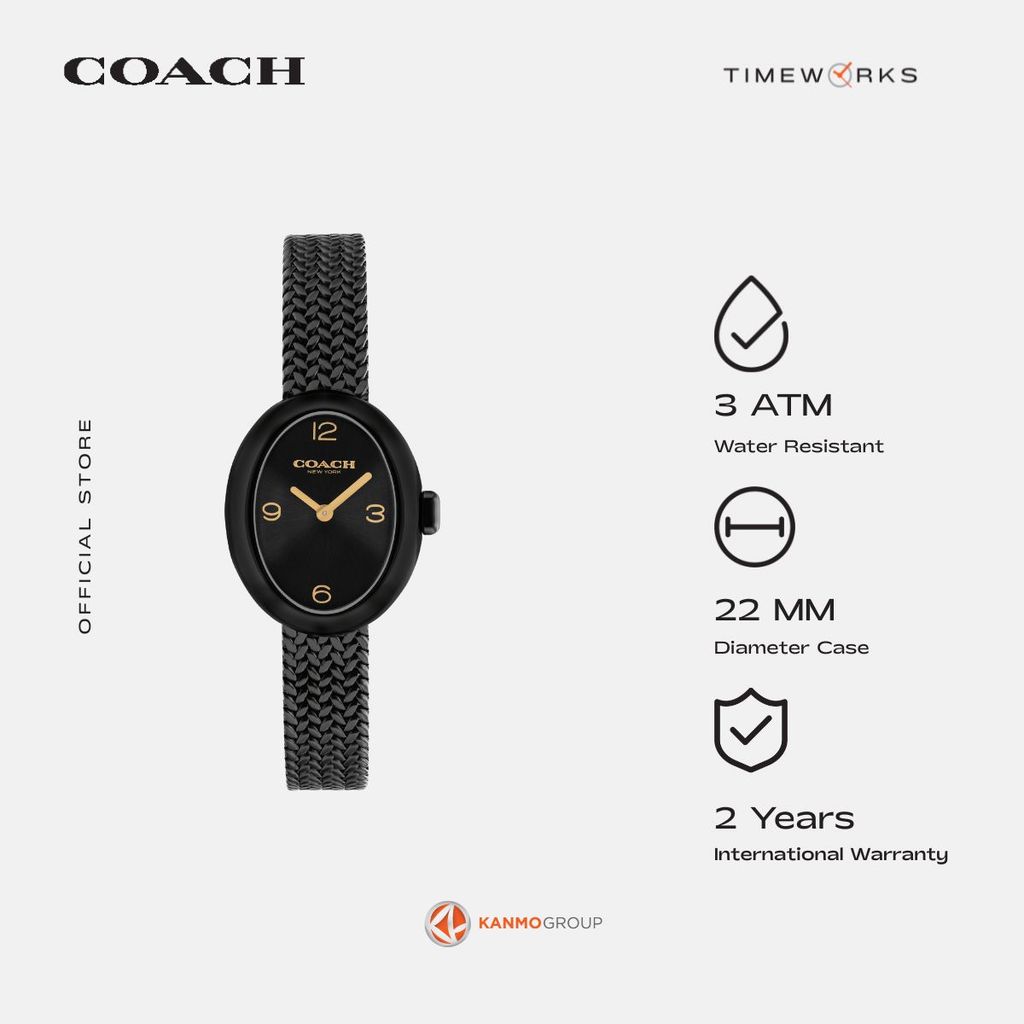 Coach Sammy 2 Hands Black Stainless Steel (IP) Strap - Jam Tangan Wanita - 14504569