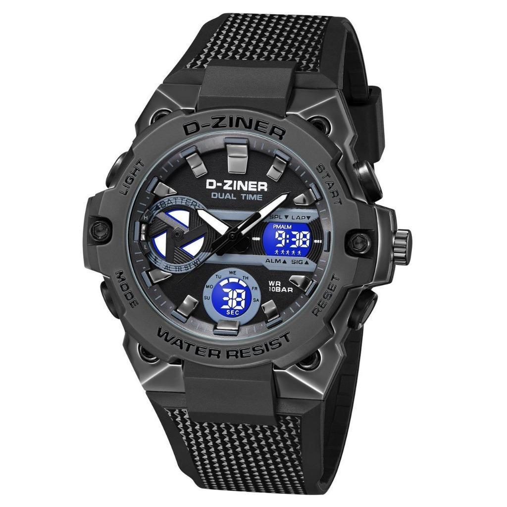 TANGAN PRIA DZINER 8302 DOUBLE TIME Jam Rubber Watches