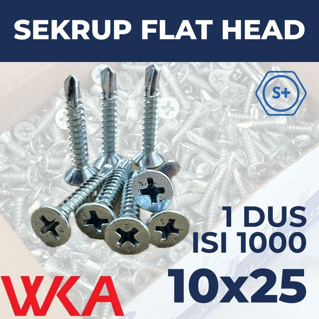 Sekrup Flat Head 2.5cm 10X25 (1 Dus Isi 1000 PCS) - SDS FH / SEKRUP GRC / Sekrup Plafon / Sekrup Hol