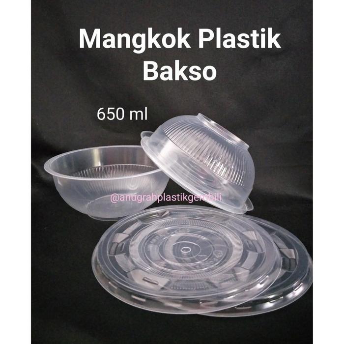 Mangkok Plastik Bakso 650 ml PERSLOP - Bening [Terlaris]