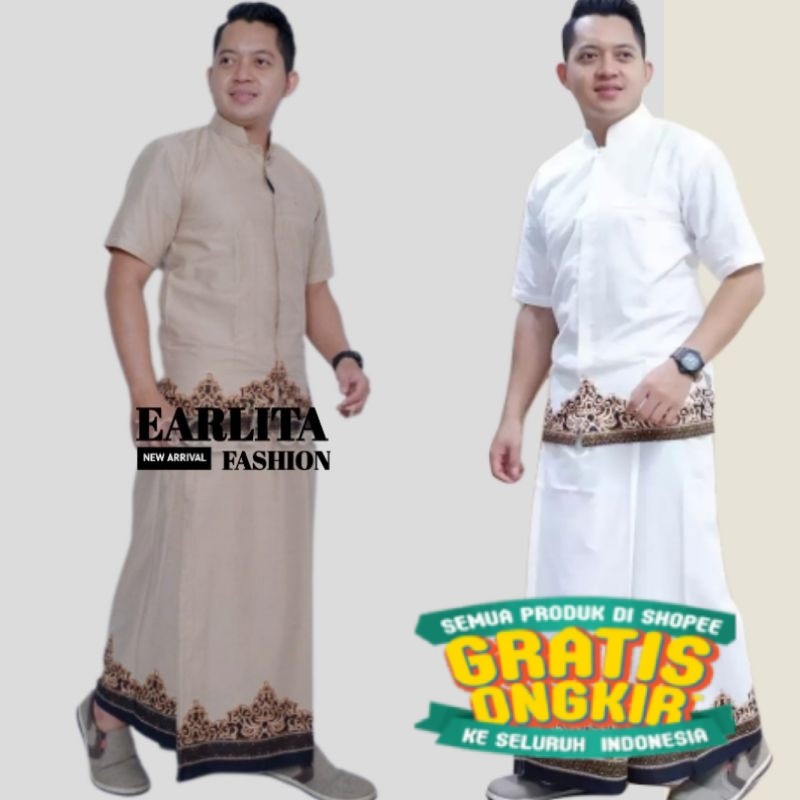Baju Koko Pria Lengan Pendek Dewasa Setelan Sarung laki laki Batik Solo modern/ pakaian pria lainnya