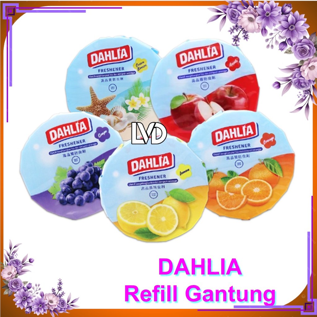 DAHLIA AIR FRESHENER GANTUNG 80gr KAMPER REFILL PENGHARUM RUANGAN FRUITY PINK BLOSSOM OCEAN BREEZE W