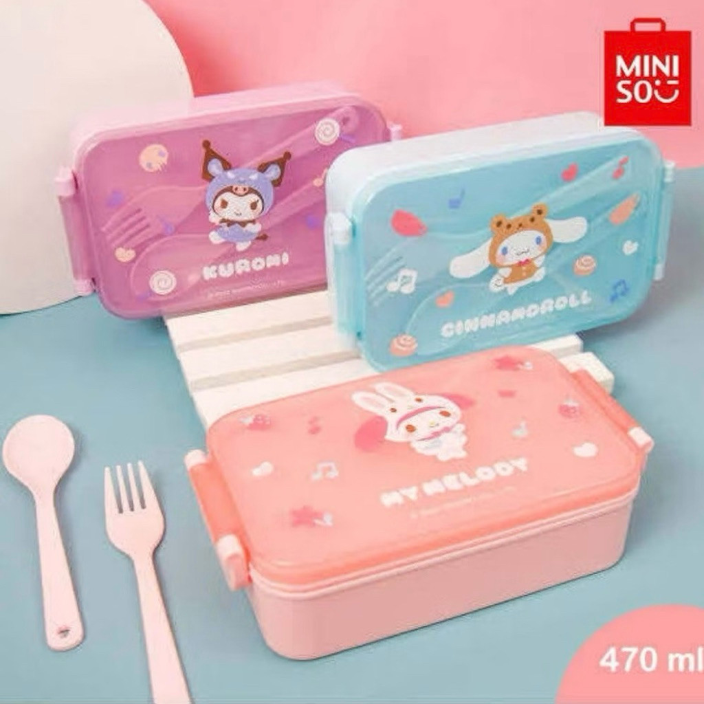 ORI Kotak Makan MINISO Sanrio Bento Box MINISO Kotak Bekal Kotak Makan Siang Anak