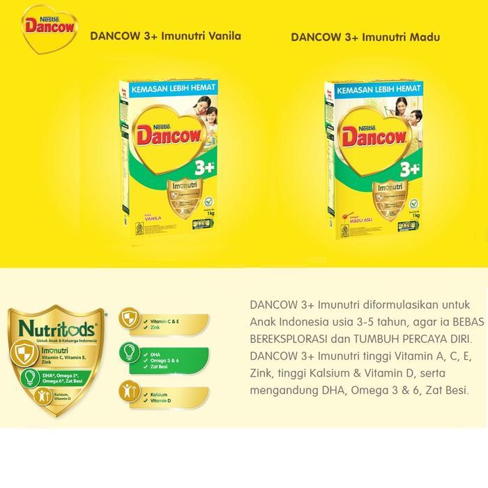 Susu Dancow 3+ Vanila Madu 1kg / dancow 3 vanila 1000gr / dancow 3 madu vanila 1kg Bubuk - 1kg Danco