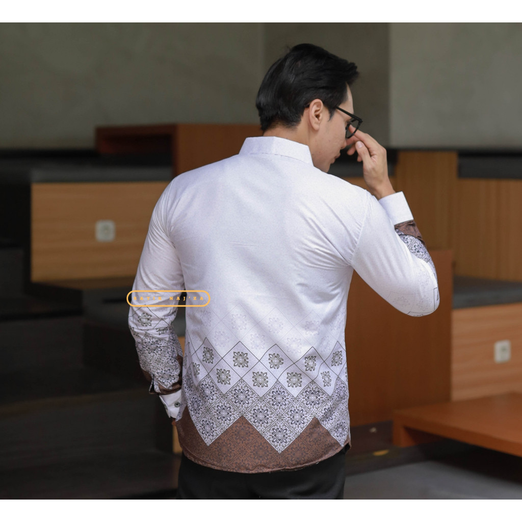 Batik Najib Abu-Batik Kemeja Pria Lengan Panjang BAJU LEBARAN COWOK BAHAN KATUN PREMIUM JAHITAN RAPI