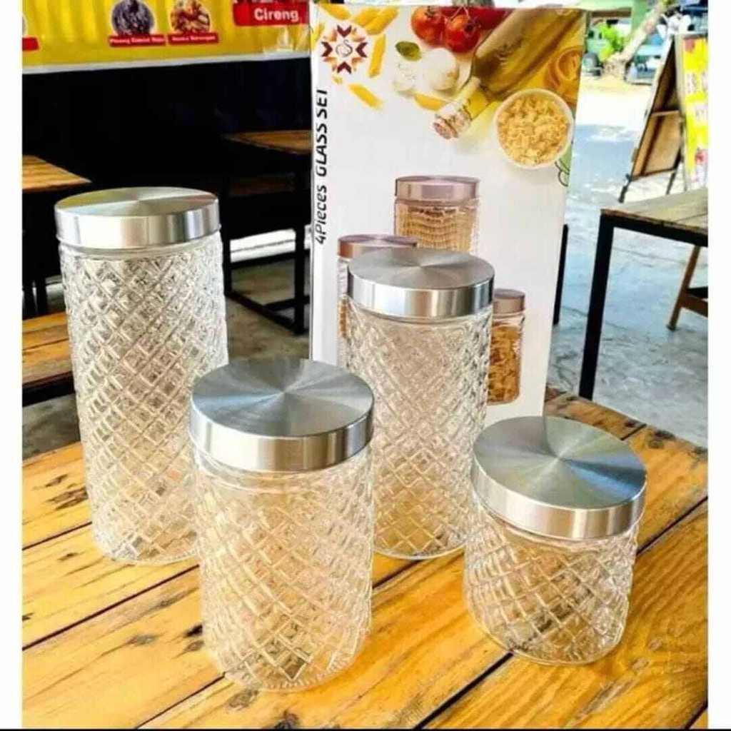 Toples Canister Kaca 4Pcs/Set / Toples Kaca / Toples Lebaran