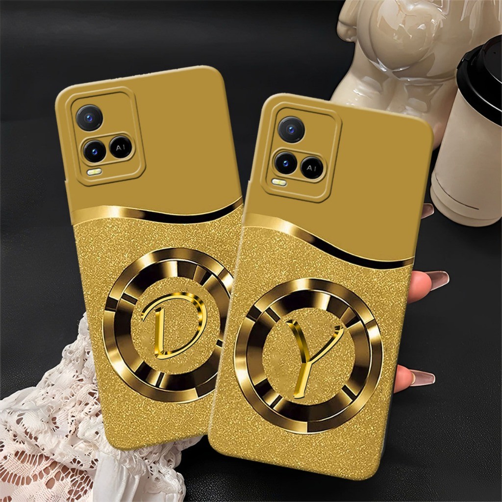 VIVO Y21 2021 - Y21A - Y21S - Y21T - Y33S - Y33T Softcase Procamera Silicon Case motif gold inisial 
