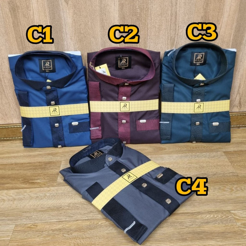 Jubah Al raz Katun Premium MODEL Yusuf Kerah kemeja MOTIF lengan pendek kombinasi