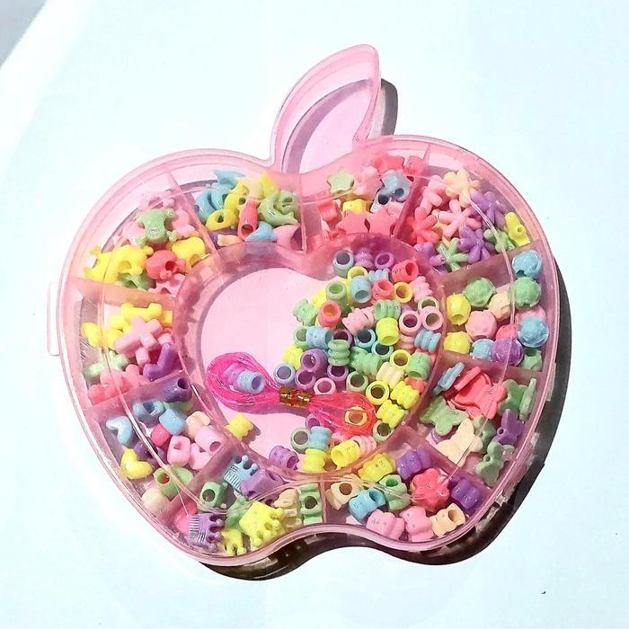 Paket Meronce Manik Mote Tali Mainan Anak Ronce Kalung - kotak apel