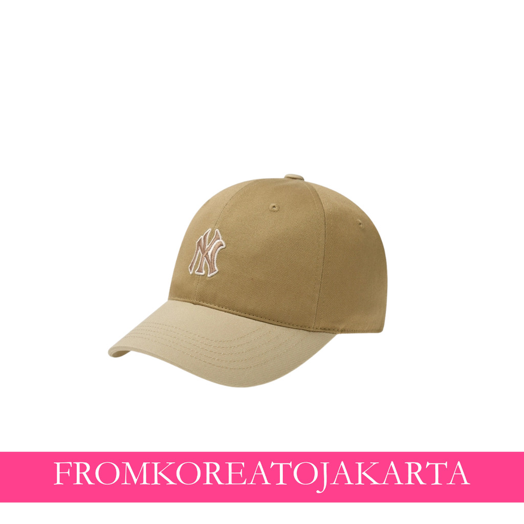 eM LB Varsity One Point Color Block Unstructured Ball Cap - NY Beige