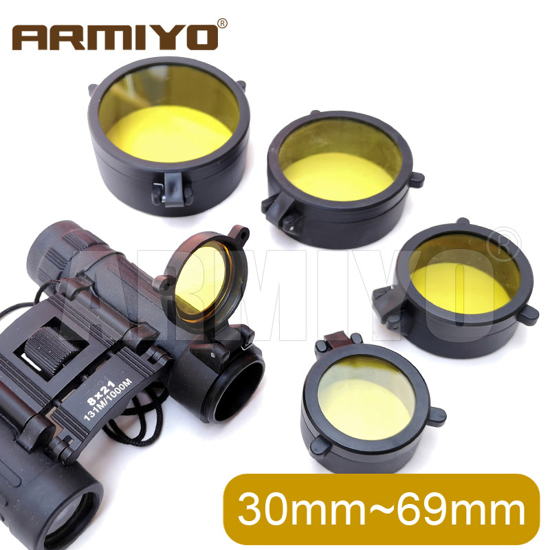 Armiyo 30mm - 69mm Telescope Rifle Red Dot Scope Lens Cover Flip Up Quick Spring Protection Cap Yell