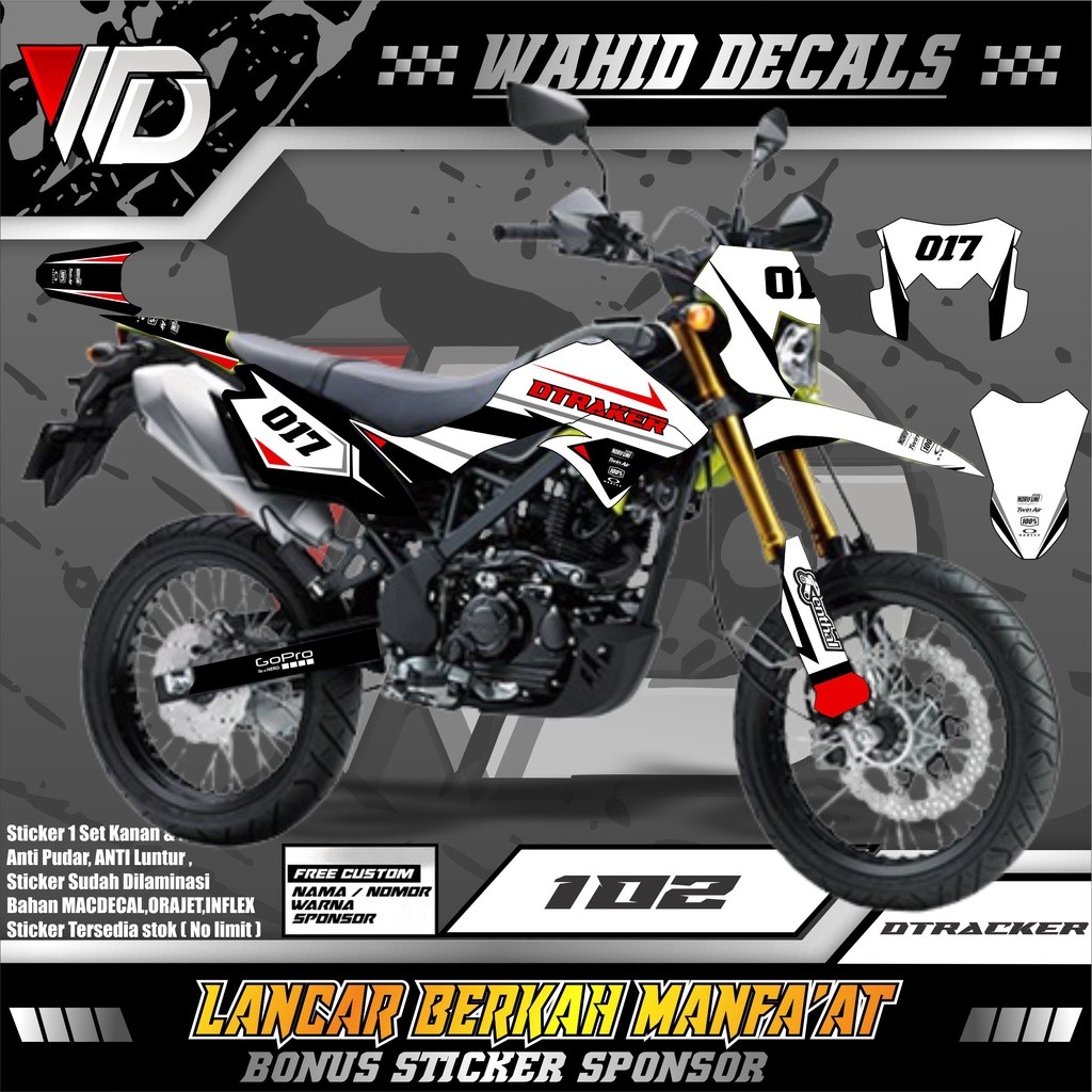 SKL 102 DECAL STIKER MOTOR D TRACKER VARIASI HITAM PUTIH SIMPLE KEREN TERBARU